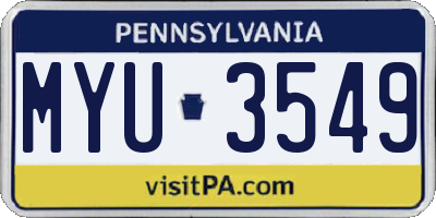 PA license plate MYU3549