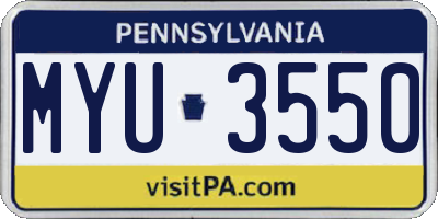 PA license plate MYU3550