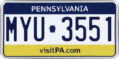 PA license plate MYU3551