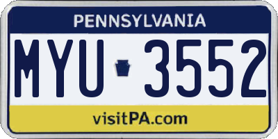 PA license plate MYU3552