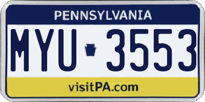 PA license plate MYU3553