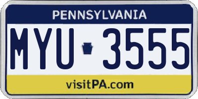 PA license plate MYU3555