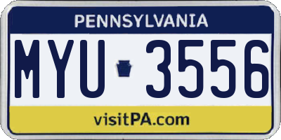 PA license plate MYU3556