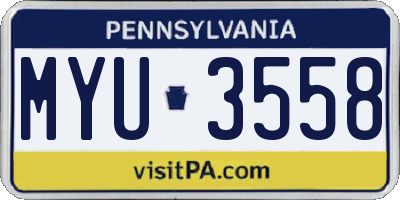 PA license plate MYU3558