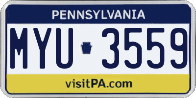 PA license plate MYU3559