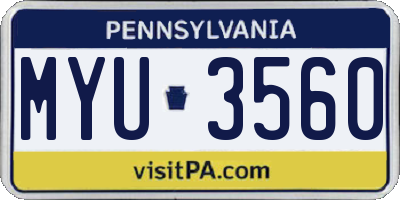 PA license plate MYU3560