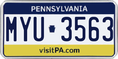 PA license plate MYU3563