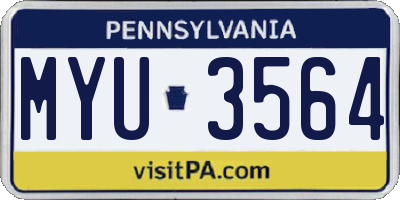 PA license plate MYU3564
