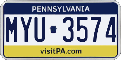 PA license plate MYU3574