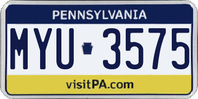 PA license plate MYU3575
