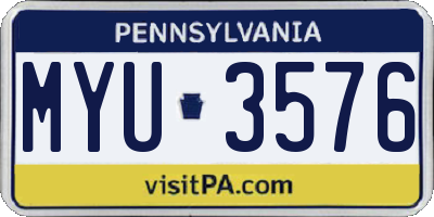 PA license plate MYU3576