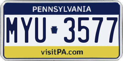PA license plate MYU3577