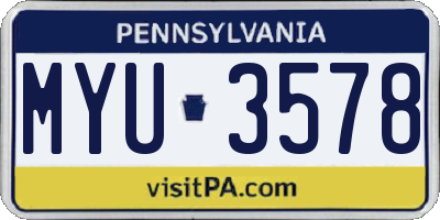 PA license plate MYU3578