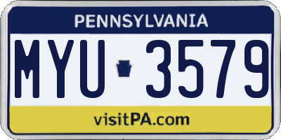 PA license plate MYU3579