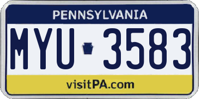 PA license plate MYU3583