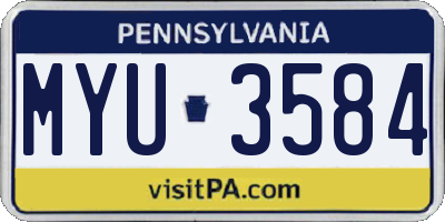 PA license plate MYU3584