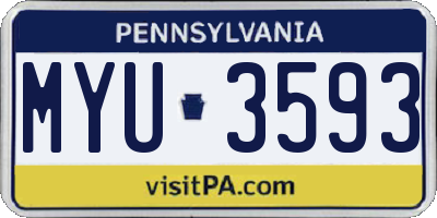 PA license plate MYU3593