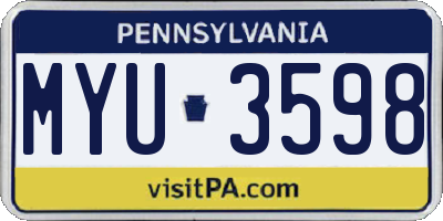 PA license plate MYU3598