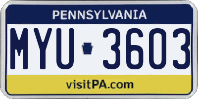 PA license plate MYU3603
