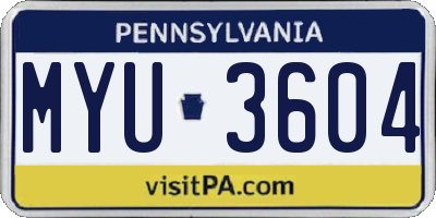 PA license plate MYU3604