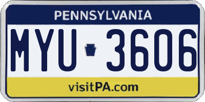 PA license plate MYU3606