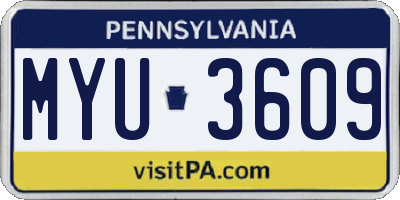 PA license plate MYU3609