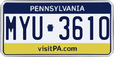 PA license plate MYU3610