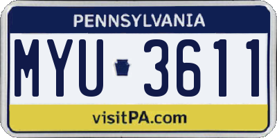 PA license plate MYU3611