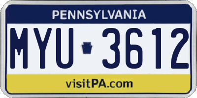 PA license plate MYU3612