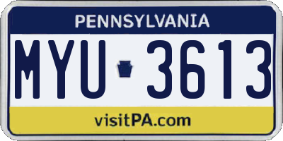 PA license plate MYU3613