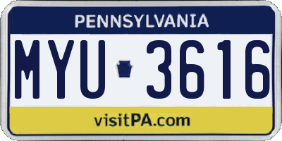 PA license plate MYU3616