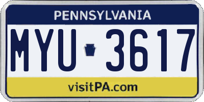 PA license plate MYU3617