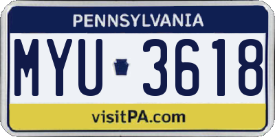 PA license plate MYU3618