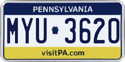 PA license plate MYU3620