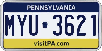 PA license plate MYU3621