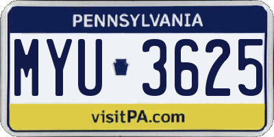 PA license plate MYU3625