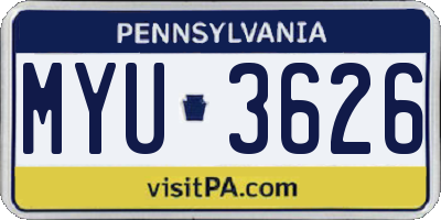 PA license plate MYU3626