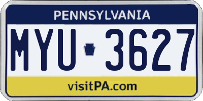 PA license plate MYU3627