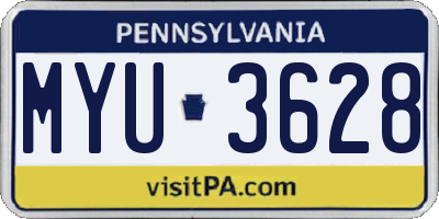 PA license plate MYU3628