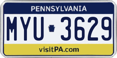 PA license plate MYU3629