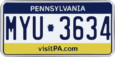 PA license plate MYU3634