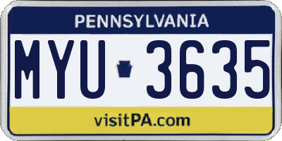 PA license plate MYU3635