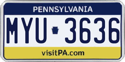 PA license plate MYU3636