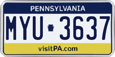 PA license plate MYU3637