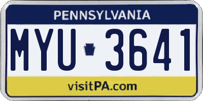 PA license plate MYU3641