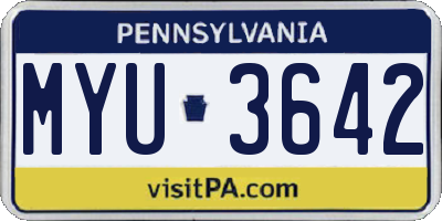 PA license plate MYU3642