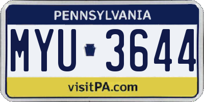 PA license plate MYU3644