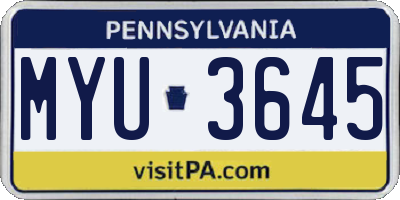 PA license plate MYU3645