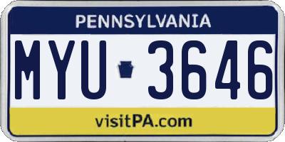 PA license plate MYU3646