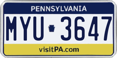 PA license plate MYU3647